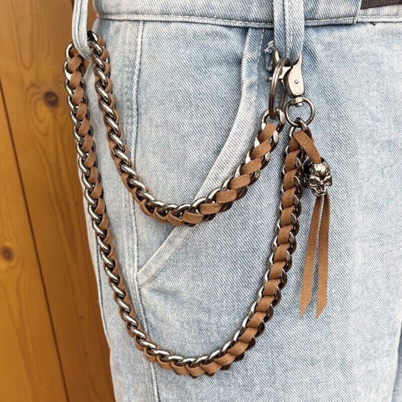 28" Strong Leash w/ Leaher Thick Wallet Biker Trucker Keychain Jean Key … - Picture 5 of 6